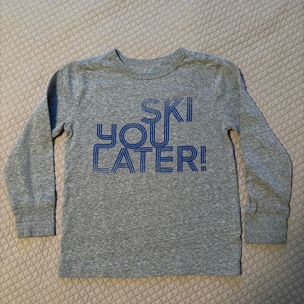 Crewcuts “Ski You Later” Kids Long Sleeve Shirt with Blue Print